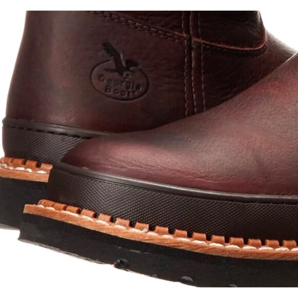 Georgia® Giant Wellington Pull-on work boot Soggy Brown Leather Men’s Size 12 M - Picture 7 of 16